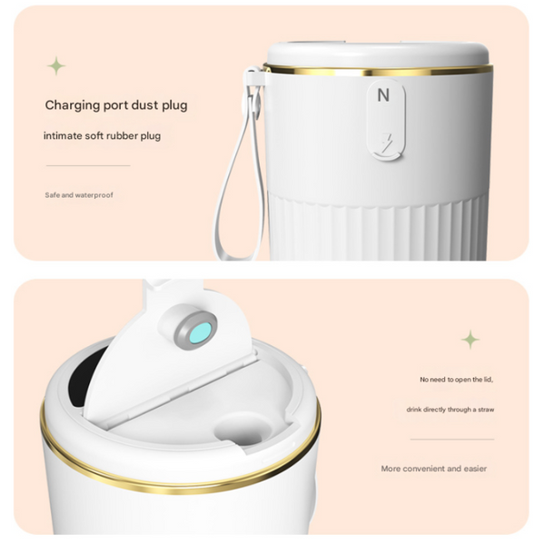 Elosung Pink Portable Mini Blender White Usb Rechargeable Personal Juicer With Straw Gift Countertop Blenders