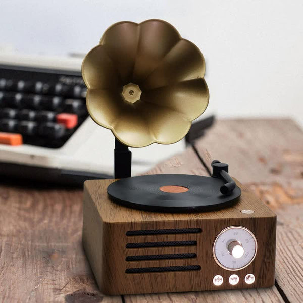 Elosung Gramophone Bluetooth Retro Wireless Music Player With Classic Design Audio Docks & Mini Speakers