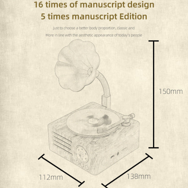 Elosung Gramophone Bluetooth Retro Wireless Music Player With Classic Design Audio Docks & Mini Speakers
