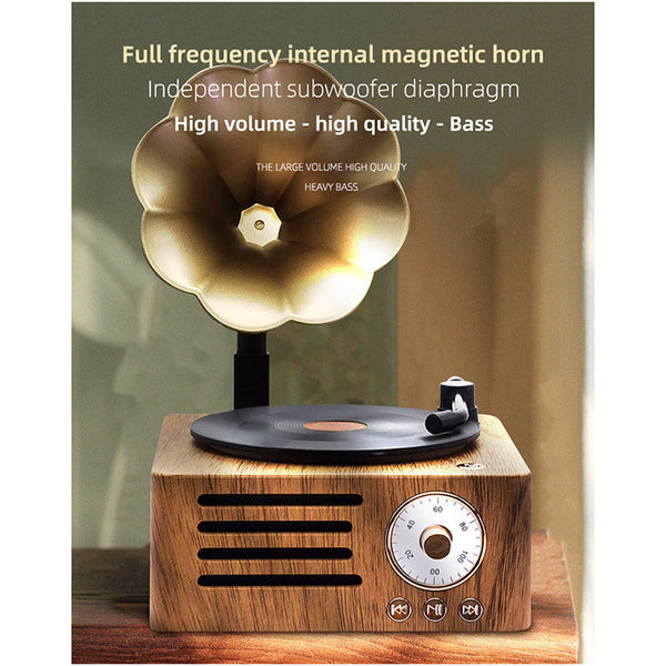 Elosung Gramophone Bluetooth Retro Wireless Music Player With Classic Design Audio Docks & Mini Speakers