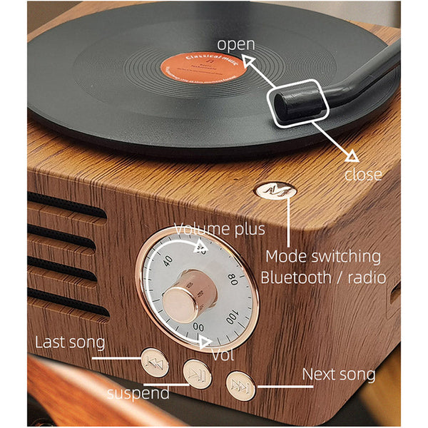 Elosung Gramophone Bluetooth Retro Wireless Music Player With Classic Design Audio Docks & Mini Speakers
