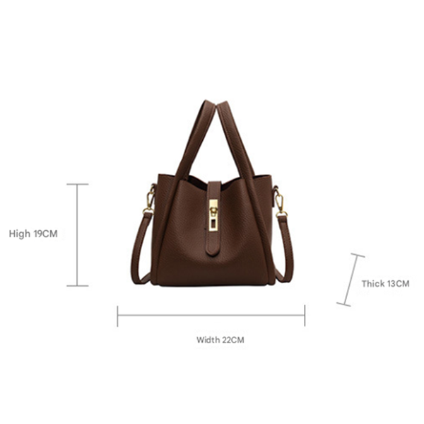 Elosung Brown Elegant Leather Shoulder Bag Compact Handbag With Strap Women's Bags & Handbags
