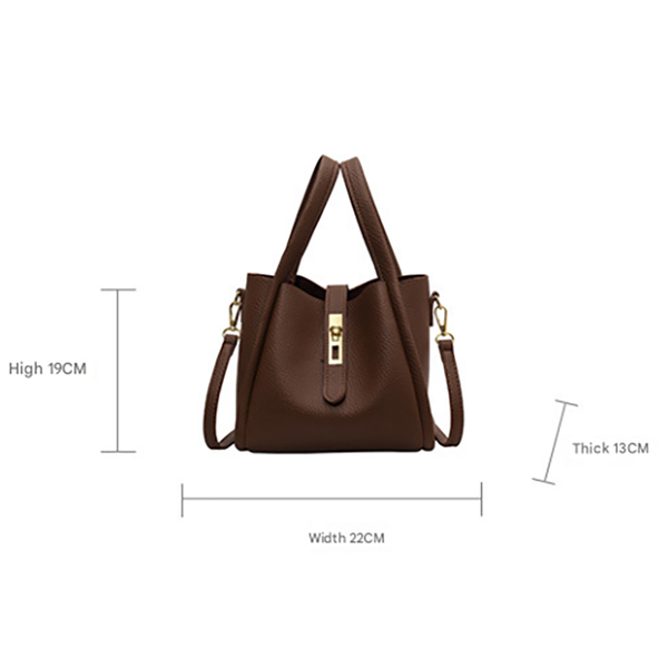 Elosung Beige Elegant Leather Shoulder Bag Compact Handbag With Strap Women's Bags & Handbags