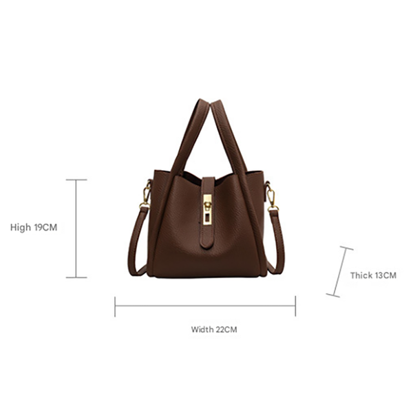 Elosung Coffee Brown Elegant Leather Shoulder Bag Compact Handbag With Strap Women's Bags & Handbags