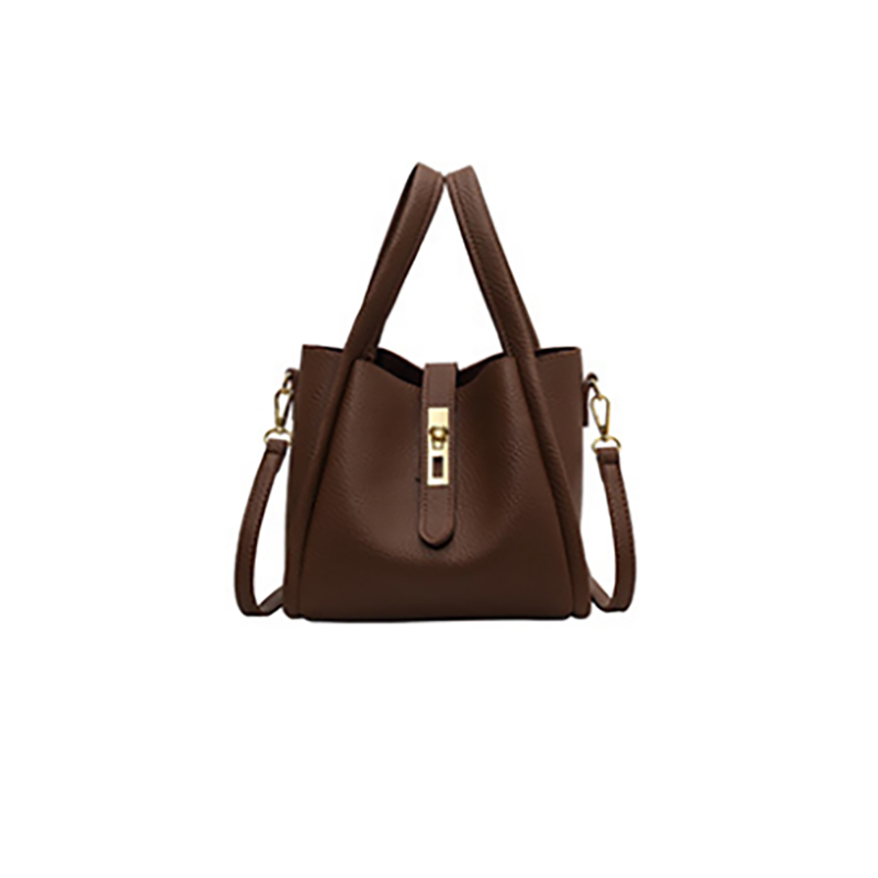 Elosung Coffee Brown Elegant Leather Shoulder Bag Compact Handbag With Strap Women's Bags & Handbags