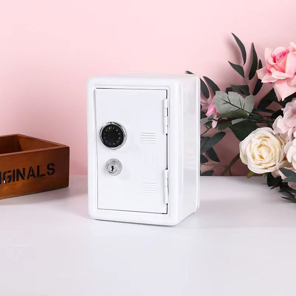 Elosung White Mini Metal Safe Box With Combination Lock And Key Compact Security Storage Key Safes Boxes & Hideaways