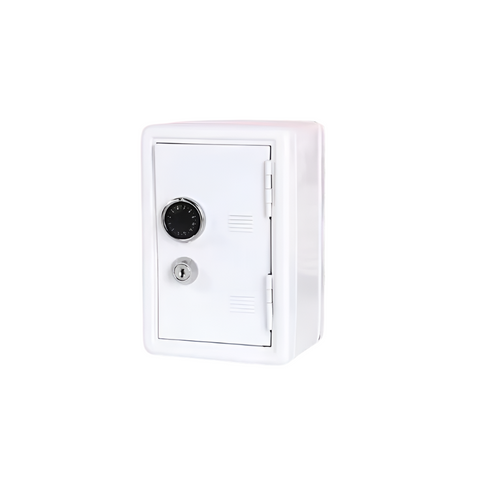 Elosung White Mini Metal Safe Box With Combination Lock And Key Compact Security Storage Key Safes Boxes & Hideaways