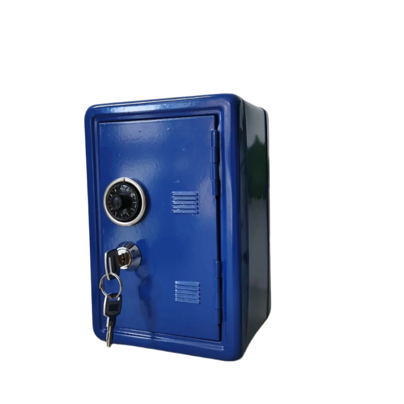 Compact Blue Mini Metal Safe Box With Combination Lock & Key Key Safes Boxes & Hideaways