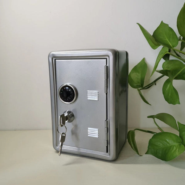 Elosung Silver Mini Metal Safe Box With Combination Lock And Key Compact Security Storage Key Safes Boxes & Hideaways