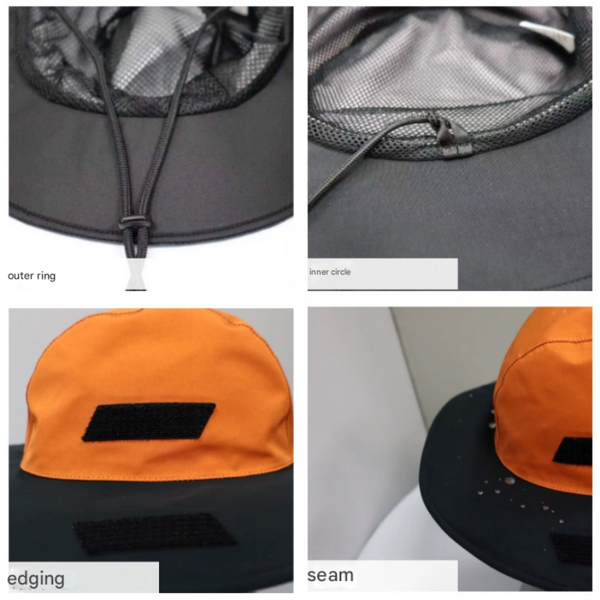 Elosung Orange Outdoor Waterproof Wide Brim Rain Hat Heavy Duty Protection Hats