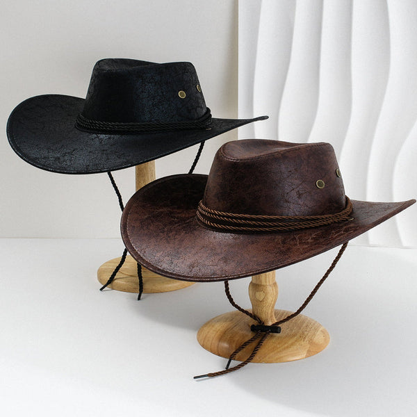 Elosung Black Classic Western Cowboy Hat With Wide Brim Durable And Stylish Design Hats
