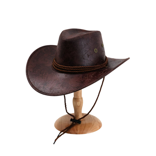 Elosung Dark Brown Classic Western Cowboy Hat With Wide Brim Durable And Stylish Design Hats