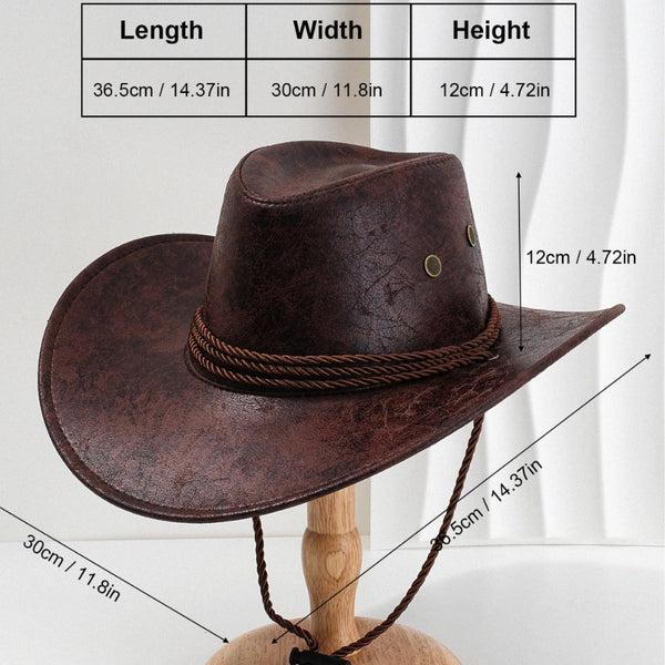 Elosung Dark Brown Classic Western Cowboy Hat With Wide Brim Durable And Stylish Design Hats