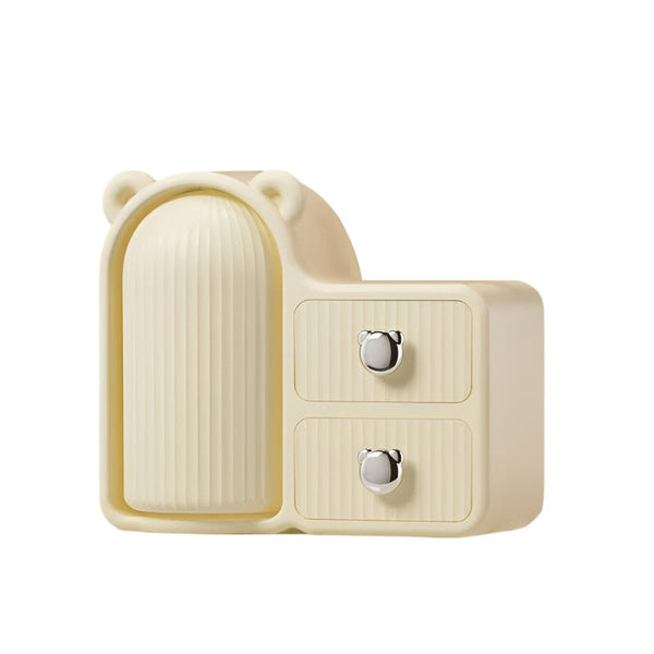 Elosung White Cute Bear Themed Multi Functional Cosmetic Storage Organizer With Drawers Makeup Bags & Cases