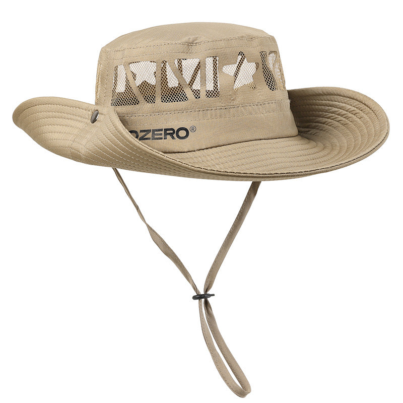 Elosung Khaki Outdoor Uv Protection Wide Brim Boonie Hat With Mesh Ventilation Hats