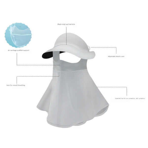 Elosung Grey Women's Uv Protection Sun Hat With Detachable Neck Flap And Wide Brim Hats