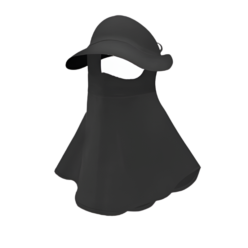 Black Women's Uv Protection Sun Hat With Detachable Neck Flap And Wide Brim Hats