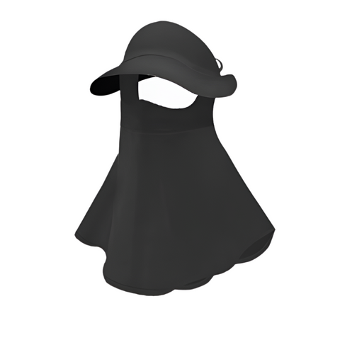 Black Women's Uv Protection Sun Hat With Detachable Neck Flap And Wide Brim Hats