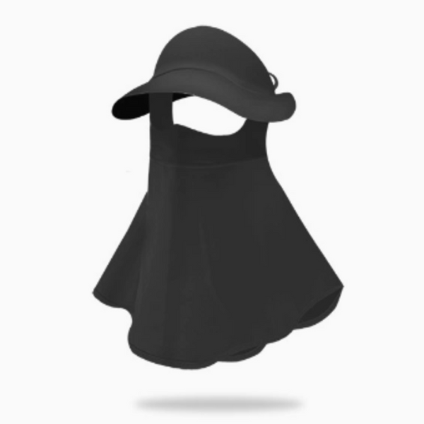 Black Women's Uv Protection Sun Hat With Detachable Neck Flap And Wide Brim Hats