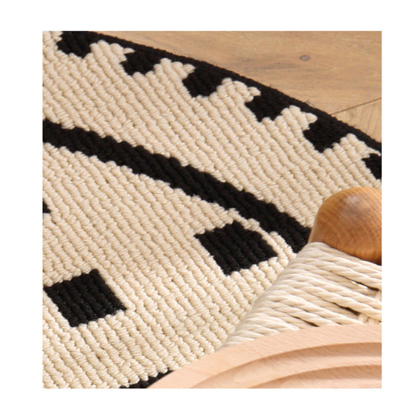 Elosung Meragh White Modern Round Area Rug With Geometric Black And Pattern Rugs