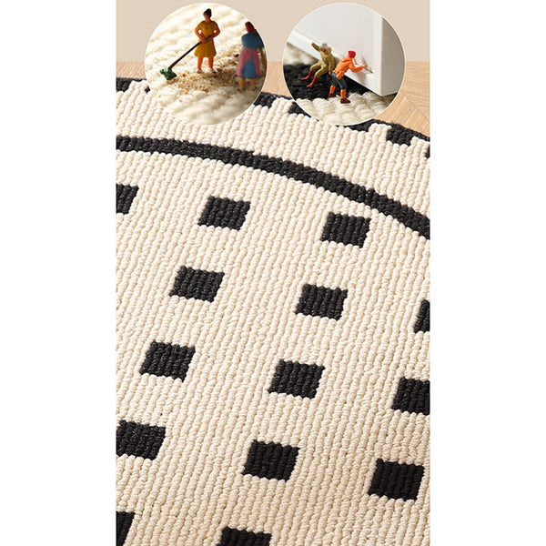 Elosung Round With Flowers Area Rug Geometric Black And White Pattern Rugs