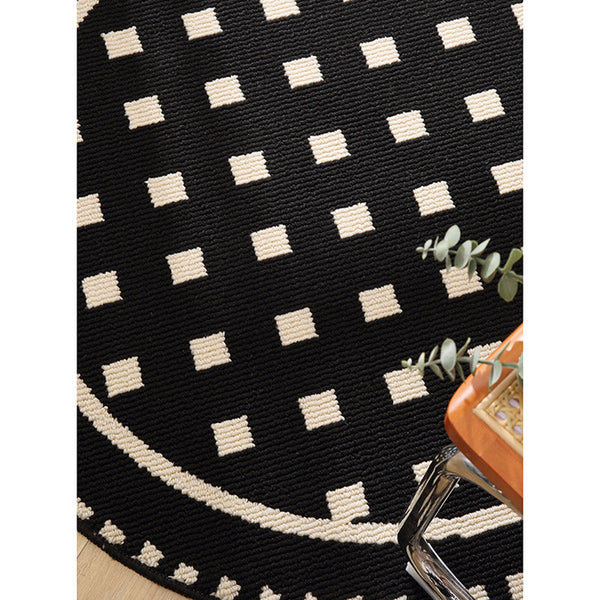 Elosung Round With Flowers Area Rug Geometric Black And White Pattern Rugs