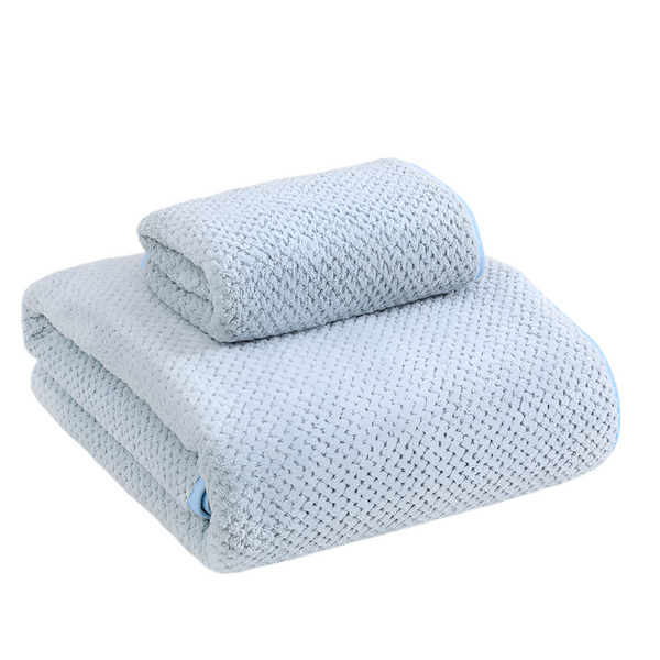 Ultra Soft & Absorbent Blue Luxury Bath And Hand Towel Set Towels & Washcloths