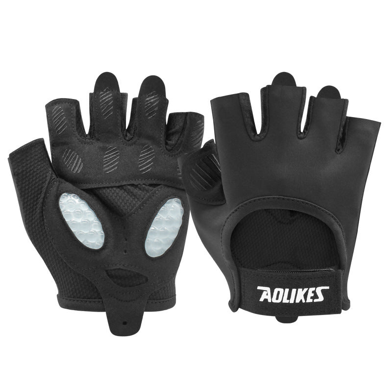 Elosung S Black Breathable Gym Training Gloves With Non Slip Palm Grip Gloves Straps & Hooks