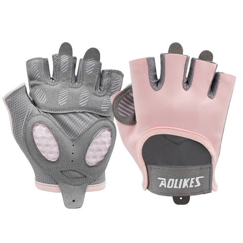 Elosung M Pink Breathable Gym Training Gloves With Non Slip Palm Grip Gloves Straps & Hooks