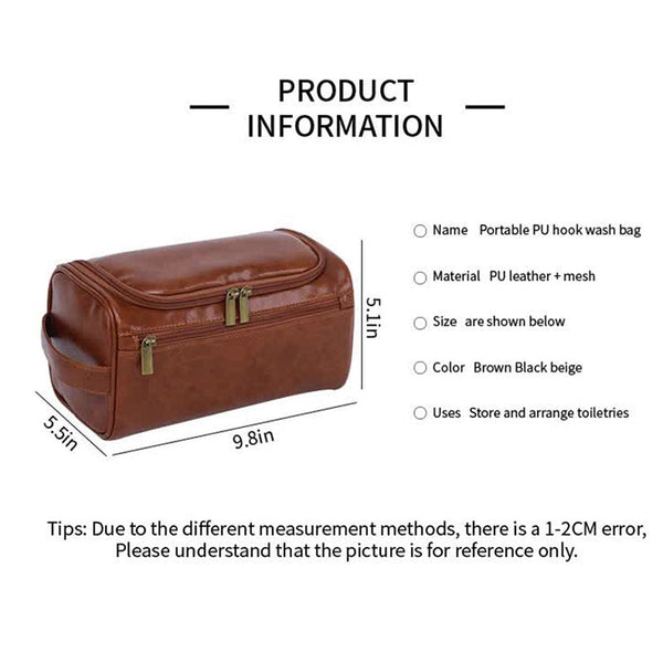 Elosung Tawny Premium Pu Leather Travel Toiletry Bag With Zipper Compartments Makeup Bags & Cases