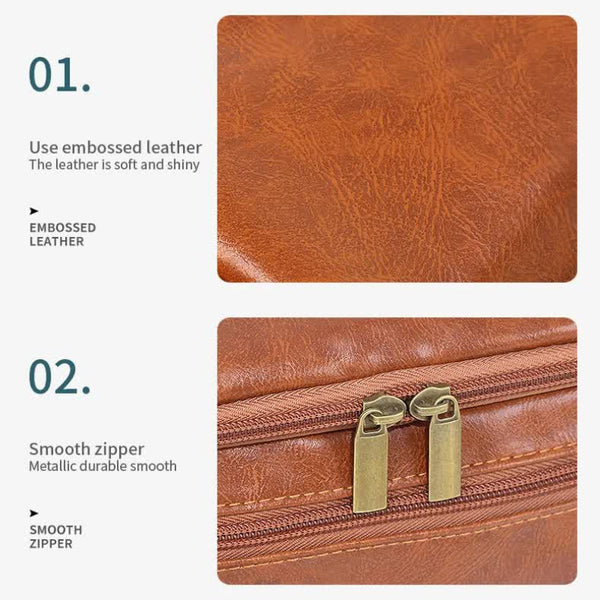 Elosung Tawny Premium Pu Leather Travel Toiletry Bag With Zipper Compartments Makeup Bags & Cases