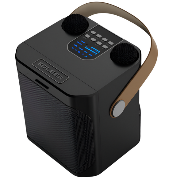 Black Karaoke Machine With Dual Wireless Microphones And Smartphone Holder Karaoke Microphones