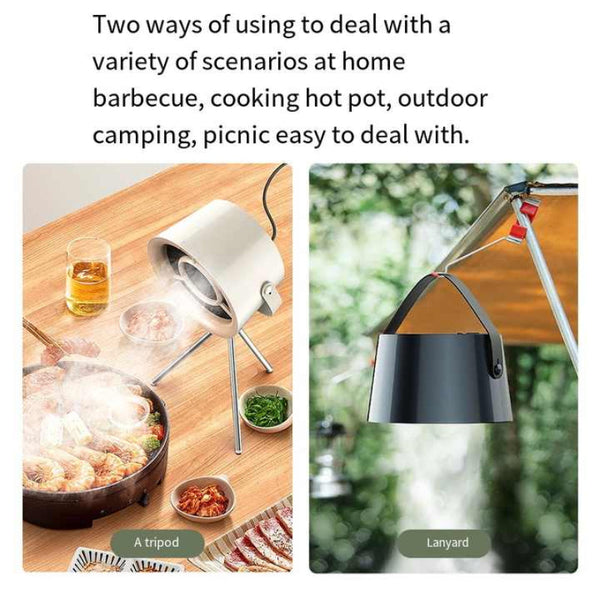 Elosung Grey Retro Style Desktop Air Purifier With Tripod Stand Air Purifiers