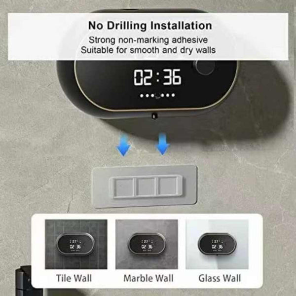 Black Wall Mounted Automatic Foam Soap Dispenser With Led Display Soap Dishes & Dispensers