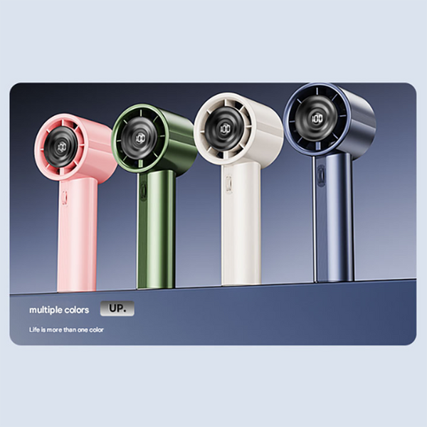Elosung White High Power Handheld Fan With Digital Display Portable Fans