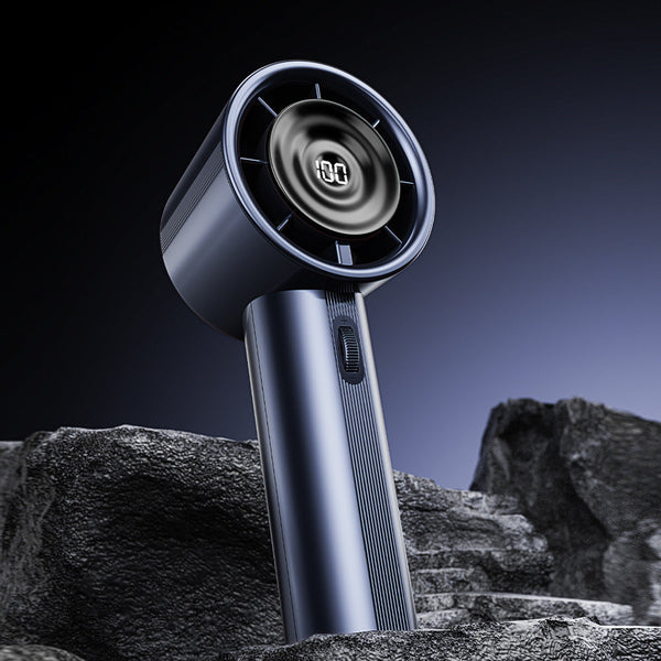 Blue High Power Handheld Fan With Digital Display Portable Fans