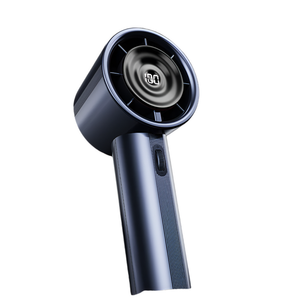 Blue High Power Handheld Fan With Digital Display Portable Fans