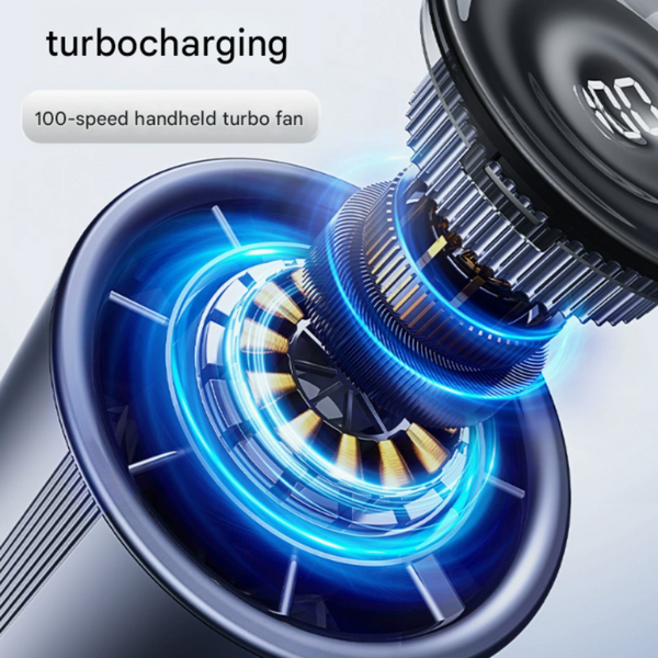 Blue High Power Handheld Fan With Digital Display Portable Fans