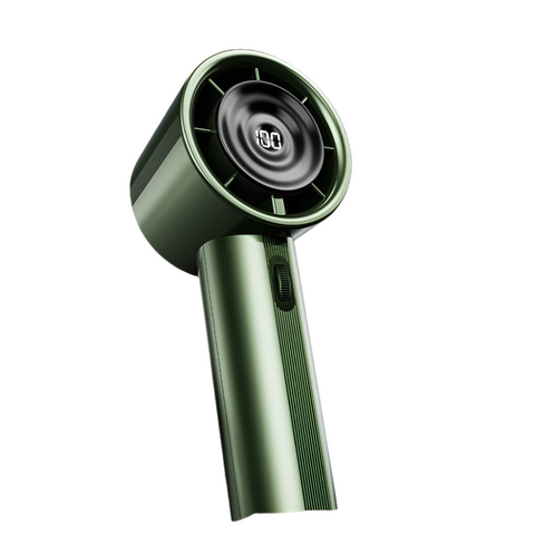 Green High Power Portable Handheld Fan With Digital Display Portable Fans