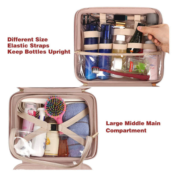 Pink Multifunctional Travel Toiletry Organizer With Hanger And Large Storage Capacity Packing Organisers