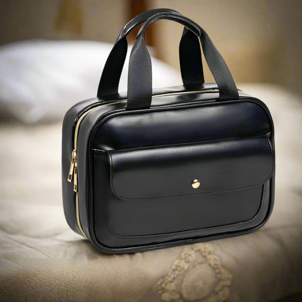 Black Multifunctional Travel Toiletry Organizer With Hanger And Large Storage Capacity Packing Organisers