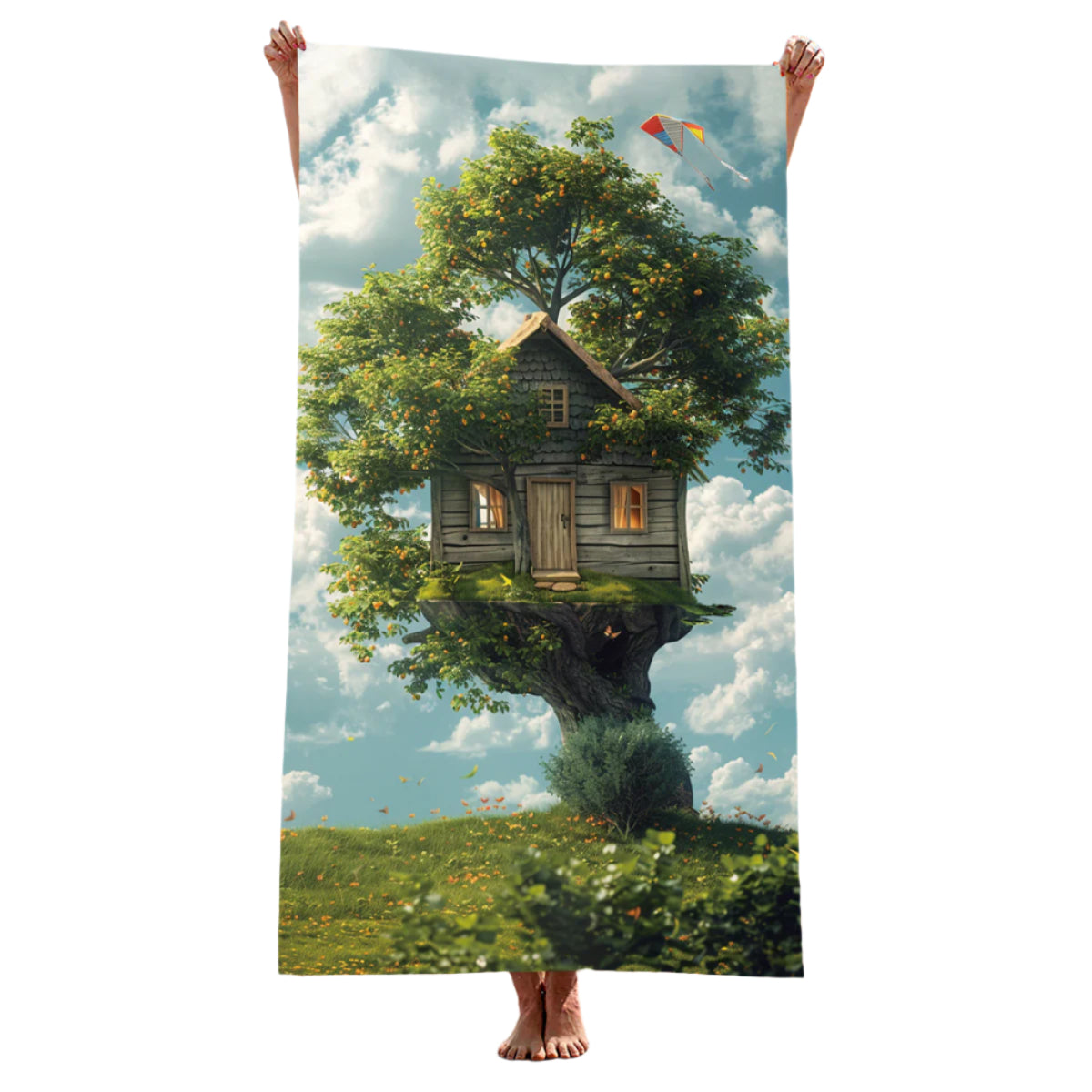 Elosung 2 Pcs Tree House Extra Large Microfiber Double Sided Beach Towel Quick Drying And Portable Towels & Washcloths