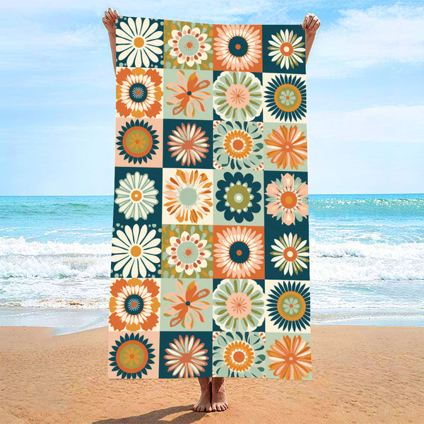 Elosung 2 Pcs Bohemian Style Extra Large Microfiber Double Sided Beach Towel Quick Drying And Portable Towels & Washcloths