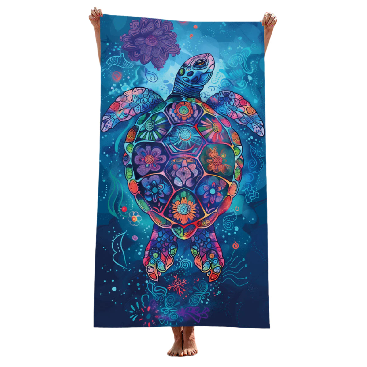 Elosung 2 Pcs Swimming Turtles Extra Large Microfiber Double Sided Beach Towel Quick Drying And Portable Towels & Washcloths