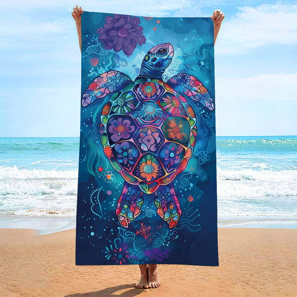Elosung 2 Pcs Swimming Turtles Extra Large Microfiber Double Sided Beach Towel Quick Drying And Portable Towels & Washcloths
