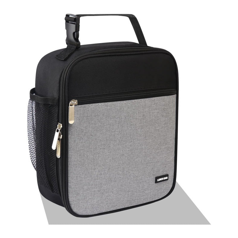 Elosung Black Grey Set Of 2 Handheld Insulated Lunch Bags For Food Storage Lunchboxes