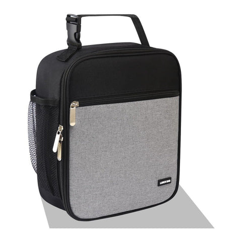 Elosung Black Grey Set Of 2 Handheld Insulated Lunch Bags For Food Storage Lunchboxes