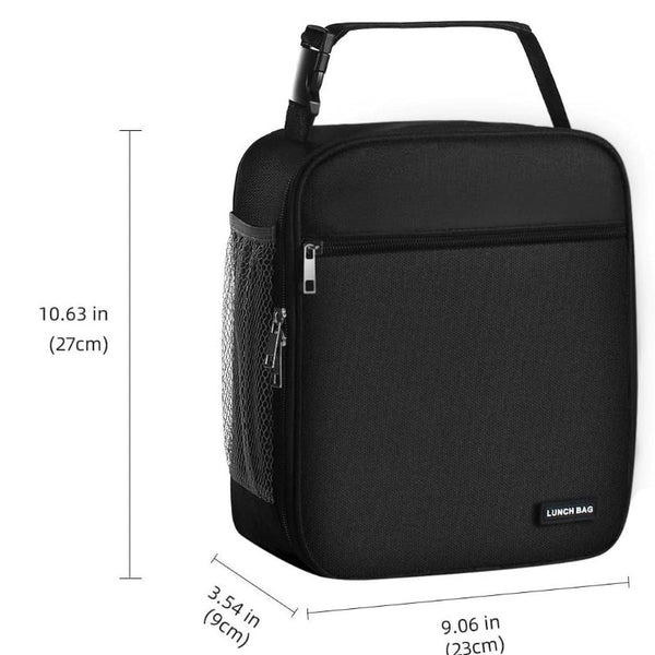 Elosung Black Grey Set Of 2 Handheld Insulated Lunch Bags For Food Storage Lunchboxes