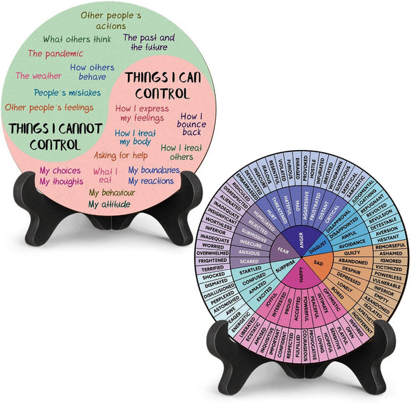 Elosung 2 Pcs For Each One Purple Emotion Wheel And Control Circle With Display Stands Personal Development Sculptures & Figurines