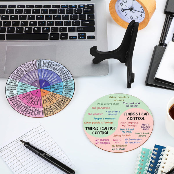 Elosung 1 Sets Of 2 Pcs For Each One Rainbow Color Scheme Emotion Wheel And Control Circle With Display Stands Personal Development Placeholder